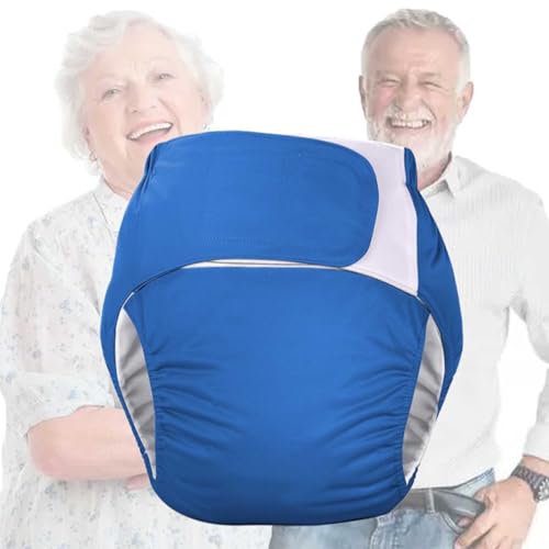 haoyunjianjiak おむつカバー 大人用 失禁パンツ 漏れ防止 サイズ調整可 速乾性 通気性 繰り返し洗濯 再利用可能 パンツ型おむつカバー 男性用 女性用 高齢者 (402 - ロイヤルブルー,XL: 40〜80kg (アイスシルク裏地))