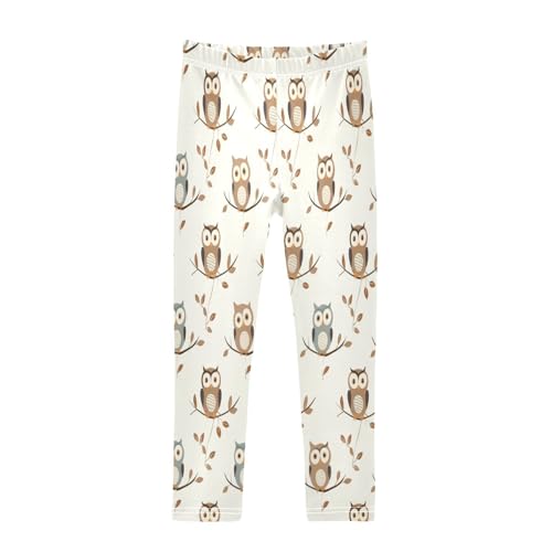 Toddler Girls Leggings Printed Yoga Pants Leggings Blue Brown Owl for Kids