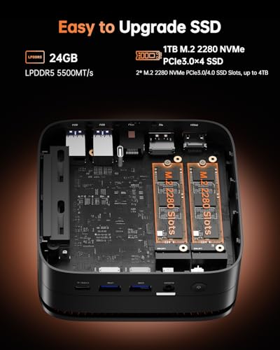 Image of KAMRUI Hyper H1 Mini Gaming PC, AMD Ryzen 7 7735HS(Beats 7640HS /6800H), 24GB LPDDR5 1TB M.2 NVMe SSD Mini PC(8C /16T,up to 4.75GHz), 16MB L3 Smart Cache, Triple 4K Display /WiFi6 /BT5.2 /Mini Desktop PC