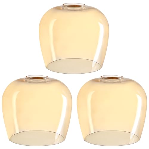 Image of 3 Pack 6.3 Inch Amber Replacement Glass Lamp Shade Pendant Ceiling Chandelier Wall Sconce Light