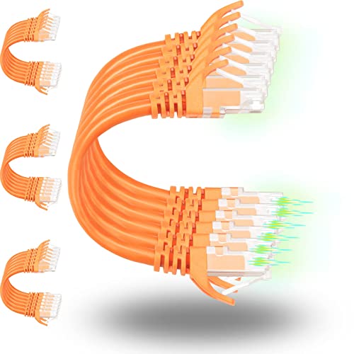 Image of Rapink Patch Cables Cat6 0.5ft (24 Pack), Ethernet Patch Cable 10G Support, Cat 6 Patch Cable for Patch Panel to Switch, Flexiable Cat 6 Ethernet Cable with Gold Plated Orange