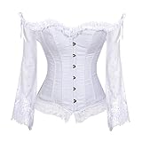 Grebrafan Gothic Korsett Bauchweg Corsage Taillen Korsett Dirndl Bluse Trachten Shirt (EUR(40-42) 2XL, Weiß)