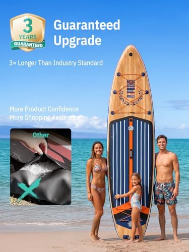 Niphean (Extra Large) Inflatable Paddle Board, SUP for 2+1 People/Family 500lbs Capacity Stand Up Paddle Board with SUP Accessories, StabilTrac Fin Non-Slip Paddleboard for Adults-Light Gray - 5