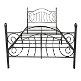 Lufsun Metal Bed Frame Platform Modern American Style Mattress Foundation with Headboard and Footboa