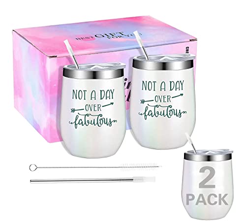 Wine Tumbler Cups Gifts for Women 12 oz mug With Lids Tumblers Water Glasses Wine Coffee Cocktails Champaign Wine Champagne Glasses Stainless Steel Tumblers Stemless insulated Cups