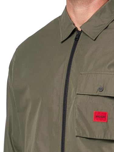 Image of Hugo Men's Cotton Mix Canvas Zip Up Overshirt