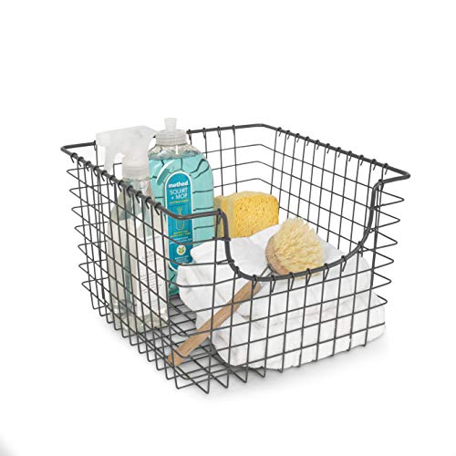 Spectrum Scoop Wire Basket (Industrial Gray) - Storage Bin & Décor For Bathroom, Closet, Pantry, Under Sink, Toy, Shelf, Kitchen, & Nursery Organization #TOP3
