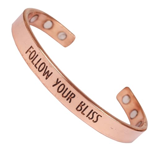 Image of Touchstone Inspirational Copper Engraved Magnetic Bracelets for Women-Personalized Jewelry Gifts for Best Friend /Mom /Daughter /Sister - Adjustable Bracelet in a Gift Box Follow Your Bliss