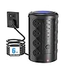 Tower Power Strip Surge Protector with 16 Outlets and 5 USB Ports (2 USB-C), 6FT Extension Cord with Multiple Outlets,Heavy Duty Charging Station,Home Office Dorm Room Essentials. No Wireless Charging