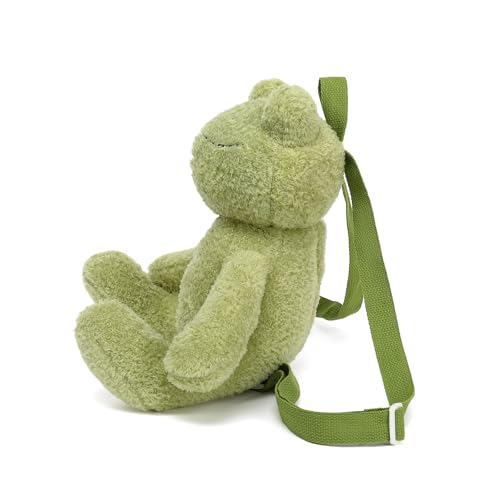 Image of Bycobecy Cute Frog Stuffed Animals Backpack for Women, Kawaii Frog Plush Backpack Fluffy Bag Novelty Purse with adjustable Strap (Green)