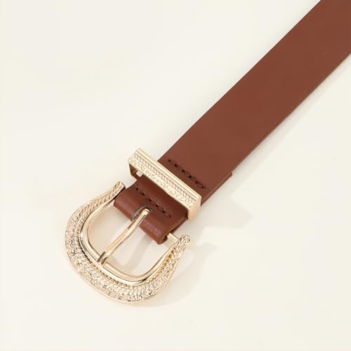 Women Leather Belt Fashion Leather Waist Belt for Pants Jean Ladies Western Thin Belt with Gold/Silver Buckle4