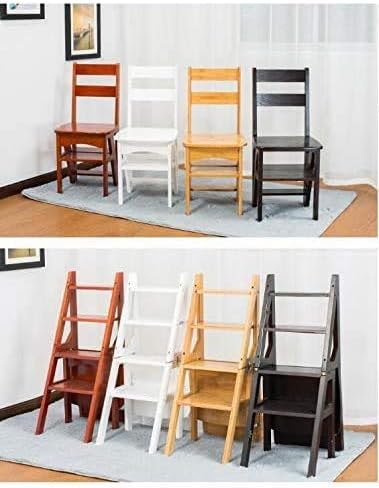 Miniatura 6 de Taburete de madera,Taburete de escalón,Taburete portátil,Renovación creativa plegable biblioteca plegable escalera silla silla uso oficina bambú