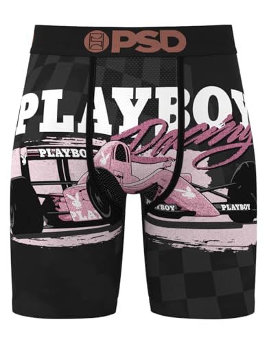PSD Boxer Homme Playboy Racing Voiture Rose | Boxer Ceinture Élastique et Microfibre Cadeau Original Taille M