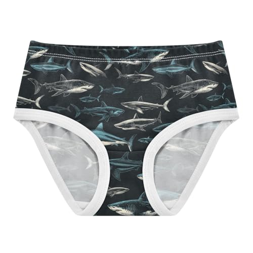 Girls Underwear Soft Cotton Shark Kids Panties in Sizes 2/3t, 4t, 5t, 6 and 8