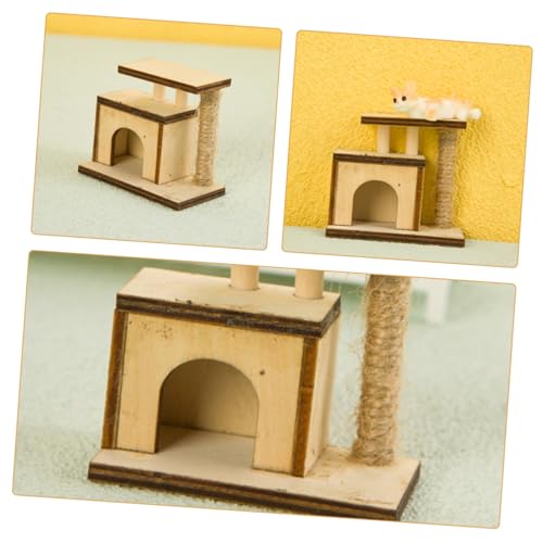 BESPORTBLE Katzenkratzer aus Sisal Großer Kratzbaum für Katzen kreative Geschenke Dekoration Schlafzimmer Miniforce-Spielzeuge Haustierzubehör Holz-Mini- -Dekor Mini-Hauszubehör Doppelbett – Bild 4