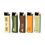 MK Lighter Outdoor Series Eco Set 5-Pack Assorted Design Multipurpose Refillable, Windproof Flame,...