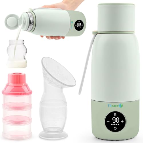 Image of Portable Bottle Warmer for Travel - 17oz 12H Baby Bottle Milk Warmer, Fast Heat Travel Bottle Warmer for Breastmilk, USB Calentador De Biberones on The Go - Wireless Car Bottle Water Warmer, Green