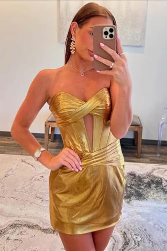 BOLENSYE Short Satin Homecoming Dresses Tight Strapless Keyhole Bodycon Cocktail Party Gown Corset Prom Dress for Women3