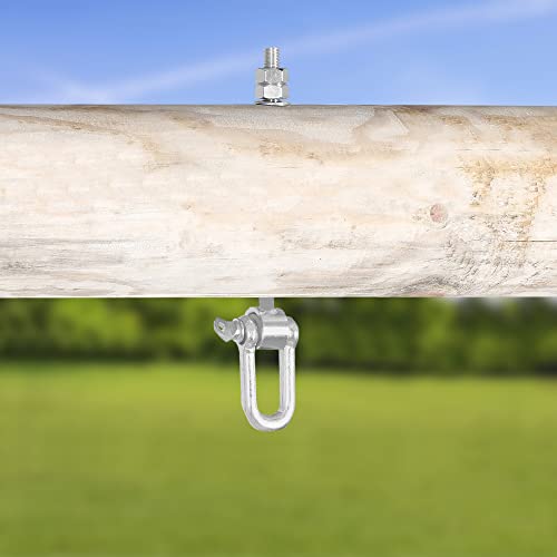 Foto von KOTARBAU® 2er Set Schaukelhaken M12 x 190 mm - mit Schäkel - Holzgewinde - Schraubhaken für Holzbalken - Haken für Boxsack & Hängesessel - verzinkter Stahl - Silber