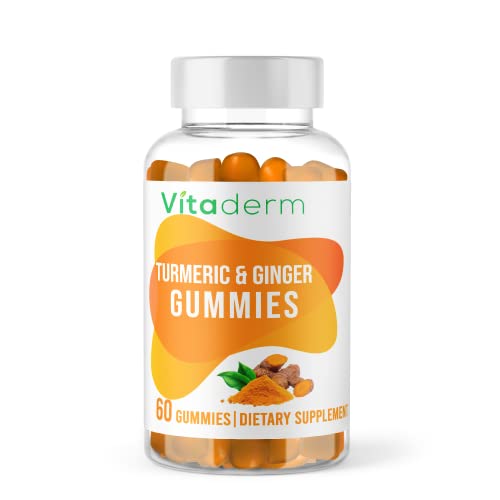VITADERM Turmeric & Ginger, Antioxidant, Joint Inflammatory Support Gummies Daily Vitamin, Gluten Free, Kosher, Halal, Vegan 60 Count
