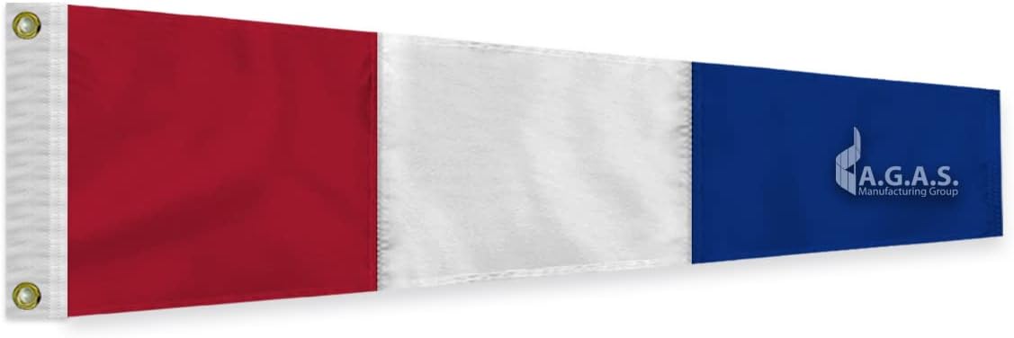 AGAS No 3 Pennant Code of Signals - 8 In x 2 Ft - Printed 200 Nylon - Quadruple Stitched Edges - Solid Brass Grommets Canvas Heading - Number 3 Signal Flag - Size 0.