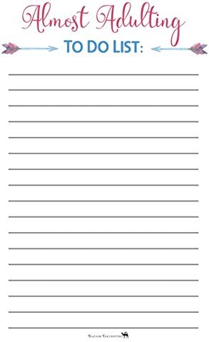 Almost Adulting To Do List Magnetic Pad, Graduation Gift Idea, Grocery List for Fridge, Funny Notepad with Magnet, 50 Sheets, 5.5 x 8.5, Great School, Dorm, Locker, Office Gift! Made in USA