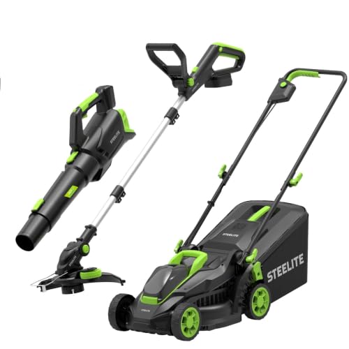 STEELITE 3-in-1 Cordless Lawn Mower, Trimmer/Edger, and Leaf Blower Combo