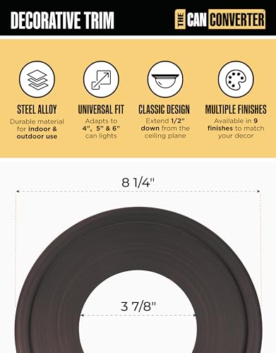 Image of The Can Converter Ceiling Medallion for Recessed Can Light - Home Improvement Decorative Goof Ring & Cover Plate for 4'', 5'' & 6″ Cans, Small Ceiling Medallion for Chandeliers, Oil Rubbed Bronze