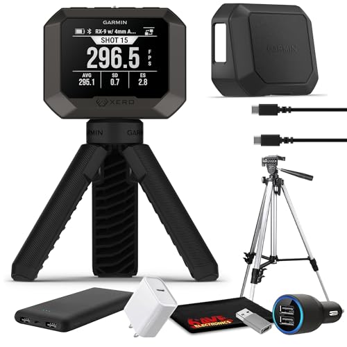 Garmin Xero C2 Compact Ballistic Chronograph, FPS Velocity Measurement for Range Shooting, Pocket-Size Design, Live Data on Smartwatch, ShotView App Compatible Bundle with Tripod and More