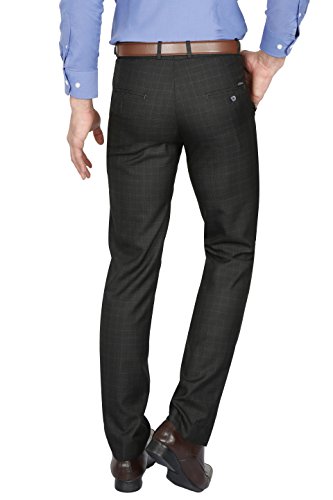 Image of Mc Henry Mens' Regular Fit Poly Blended Checkered Formal Trousers