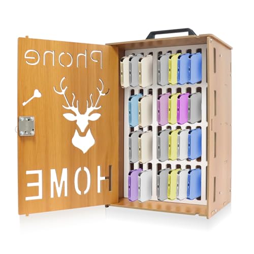 Enkreefi Cell Phone Locker with Handle and Lock, 36 Slots Phone Jail, Wooden Cell Phone Lock Box for Storage and Organizer for Teacher, School