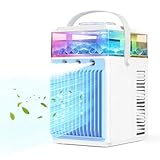 Mobile Klimaanlage, 5 in 1 Mini Klimagerät mit App-Steuerung, Persönlich Ventilator mit 800ml Wassetank, 3 Geschwindigkeiten, 3 Nebelmodi, Tragbarer Klimaanlage für Zimmer Büro
