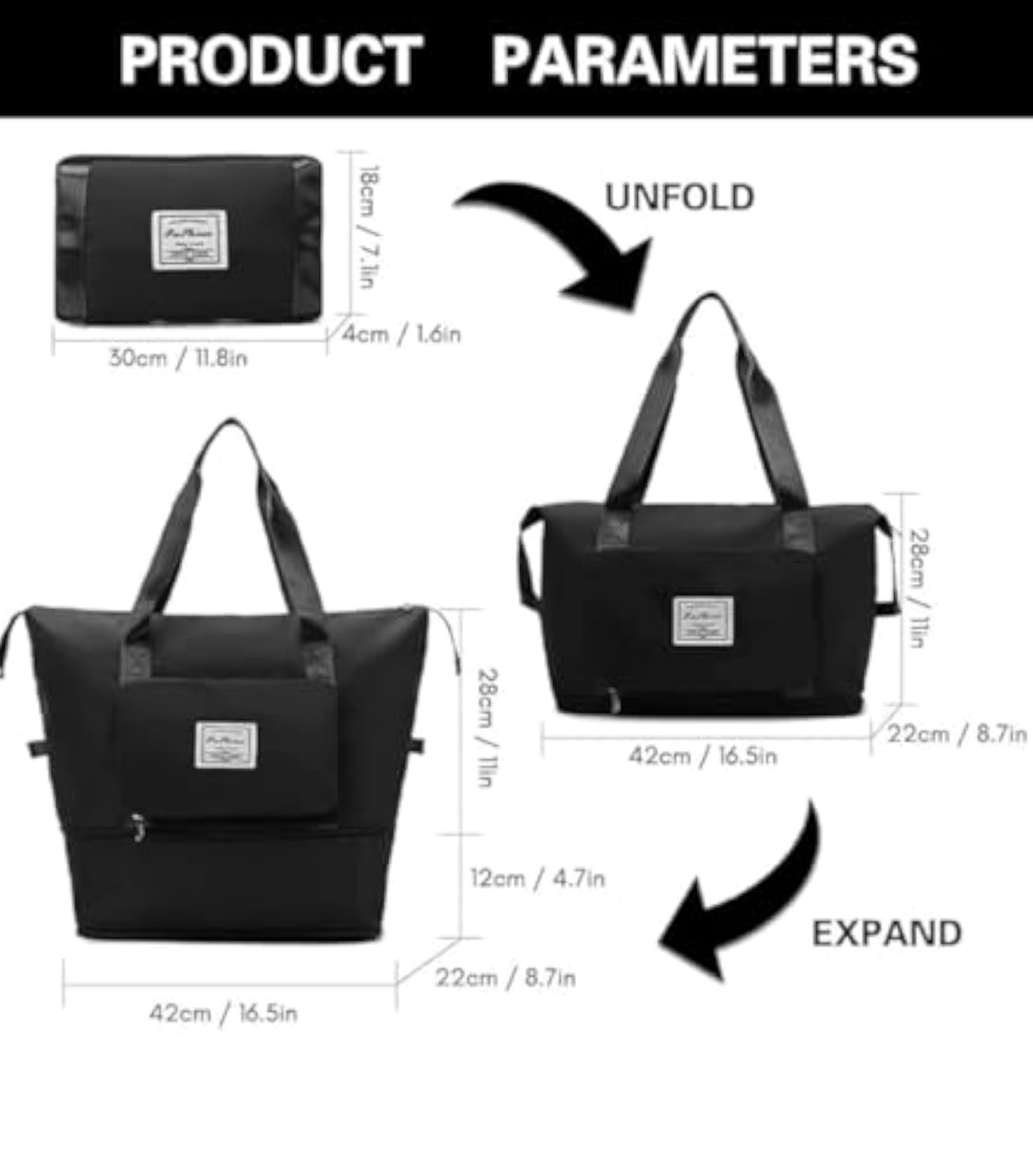 Large Capacity Foldable Travel Tote Bag