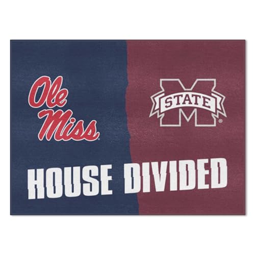 FANMATS 6033 Mississippi/Mississippi State House Divided Rug - 34 in. x 42.5 in.
