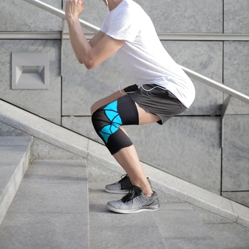 Image of KUE Knee Compression Sleeve Support for Men & Women | Pain Relief, Injury Recovery, Sports, Running, Gym, Cycling, Workout | Knee Brace for Joint Support (L, Grey, Pack of 1)