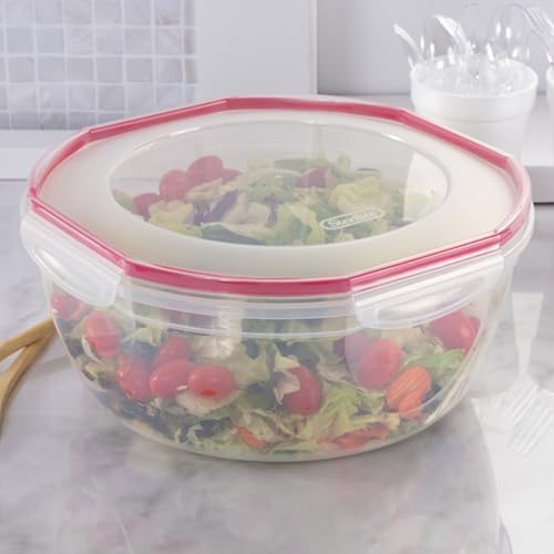 Sterilite Ultra-Seal 8.1 Qt Bowl, Large Airtight Food Storage Container, Latching Lid, Microwave and Dishwasher Safe, Clear With Red Gasket, 2-Pack image 6