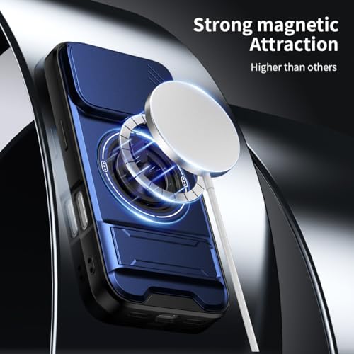 Dssairo for iPhone 17 Pro Max case with 360°Rotation Magnetic Ring Compatible with MagSafe Slide Camera Cover Foldable Stand Military-Grade Shockproof Protective case (Blue, iPhone 17 Pro Max) by Dssairo - Used condition - Image 8