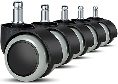 bürostuhl rollen(5er Set) - 11 MM /22 MM Ersatz-hartbodenrollen für Gaming-Stühle, Drehstühle, rollen für bürostühle zum Schutz des Bodens, ideal für Parkett-, Laminat-, Fliesen- und Steinböden, Grau