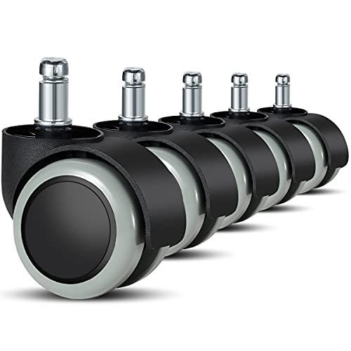 bürostuhl rollen(5er Set) - 11 MM /22 MM Ersatz-hartbodenrollen für Gaming-Stühle, Drehstühle, Gummitisch- und Stuhlrollen zum Schutz des Bodens, ideal für Parkett-, Laminat-, Fliesen- und Steinböden