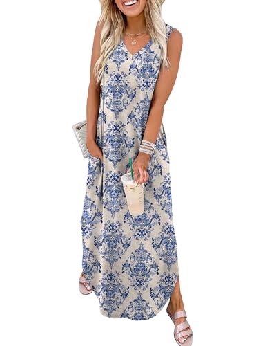 Image of Sampeel Summer Dresses Maxi Dress Vacation Beach Sundresses 2025 with Pockets