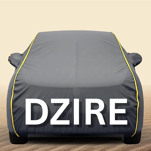 Image of Compatible for Dzire Cover (All Variants) Car Body Cover - 100% Waterproof Custom Fit with Mirror Pockets | Triple-Stitched Elastic Design, Heat Reflective, Anti-Dust, All-Weather (Grey Series)