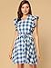 Allegra K Women's Ruffled Sleeve Belted Vintage Check Plaids Dress Medium Blue