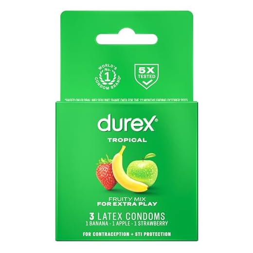 Durex Tropical Flavored Condoms, Latex Condoms for Men, 3 count