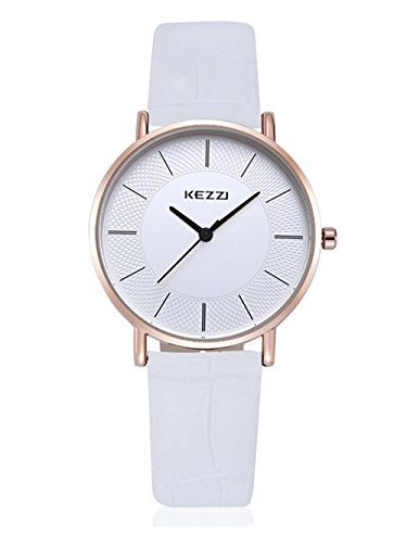 Kezzi Women's Watch K738 Casual Fashion Dress Quartz Wrist Watches White Leather Strap #TOP2