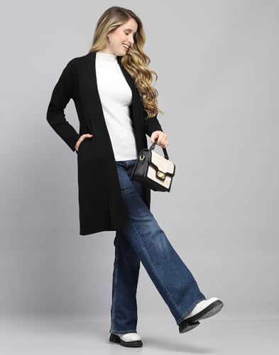 Image of Monte Carlo Womens Regular Fit Full Sleeve Front Open Solid Winter Cardigan (Pack of 1)