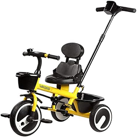 Stroller Wagon Tricycle Trike Tricycle, bicycle children under 16 years old balancing, before and after the high-capacity storage basket, the movable plunger and cup holder, a foldable pedal (Color :