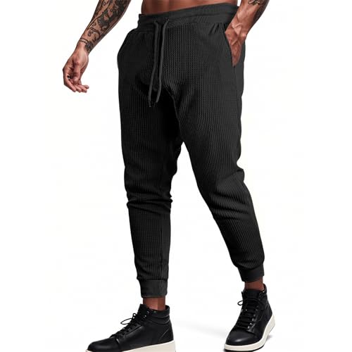 Amazon.com: Sweatpants for Men Textured Waffle Knit Pants Casual