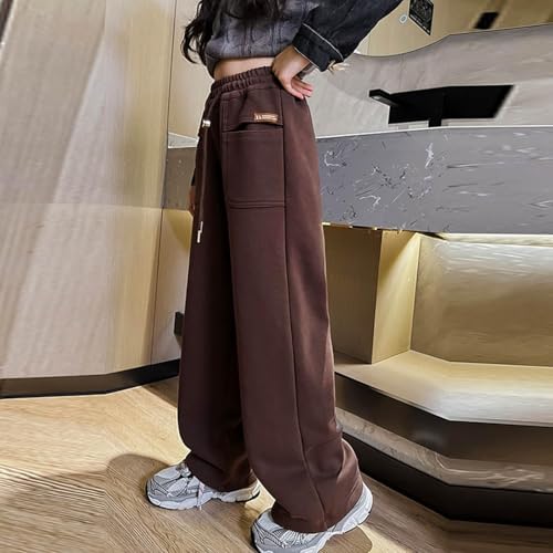 Kids Girls Baggy Straight Sweatpants Wide Leg Elastic High Waist Joggers Athletic Pants Casual Comfy Soft Trouser4