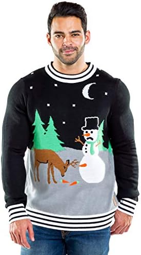 Tipsy Elves Erkekler için Çirkin Noel Kazakları - Tatil Partileri için Rahat Erkek Noel Kazakları, Havuç Patika Kabusu (Siyah), M - Görsel 2