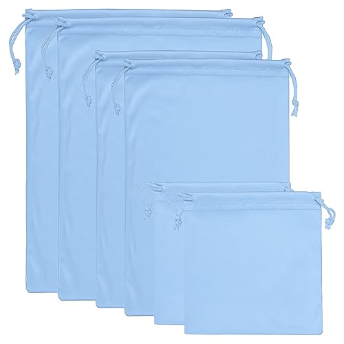 PATIKIL Ski Goggle Bag, 6 Pack Microfiber Pouch Protective Storage Case Sleeve, (5.9" x 5.9", 10.6" x 7.1", 11.8" x 9.1"), Light Blue
